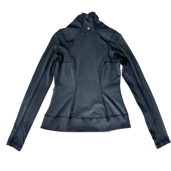 Lululemon stripe gray black pique Bhakti zip jacket asymmetric Luon 10 - Picture 17 of 17
